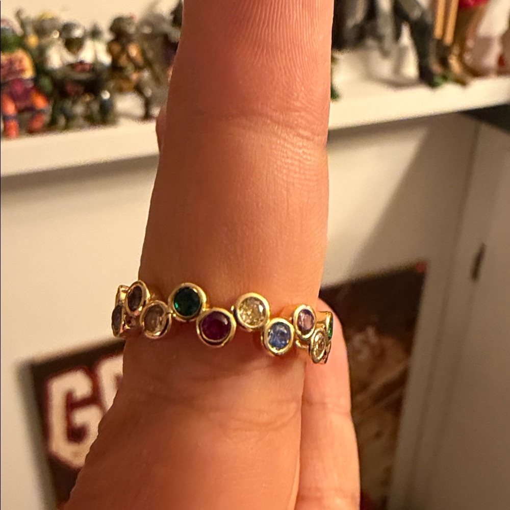 Elegant Multi-Color Gemstone Gold Ring - Picture 7 of 7